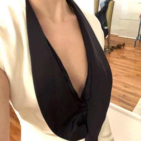 NWOT Givenchy Paris FW 2012 White Silk Cocktail Dress w/ Black Frill Trim 6 / 38 - Picture 15 of 16